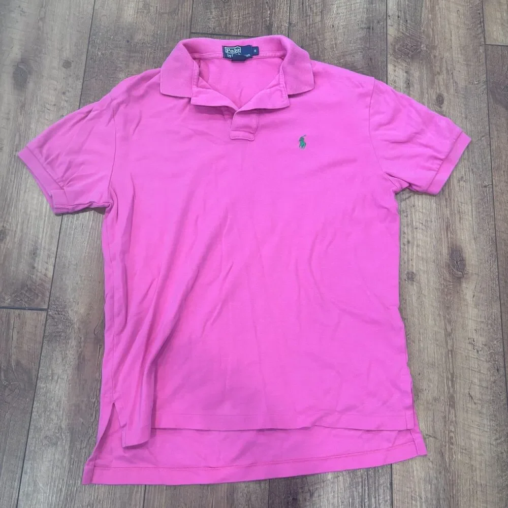 VINTAGE Polo Ralph Lauren Shirt Adult Small Pink 100% Cotton Jersey Pony Golf
